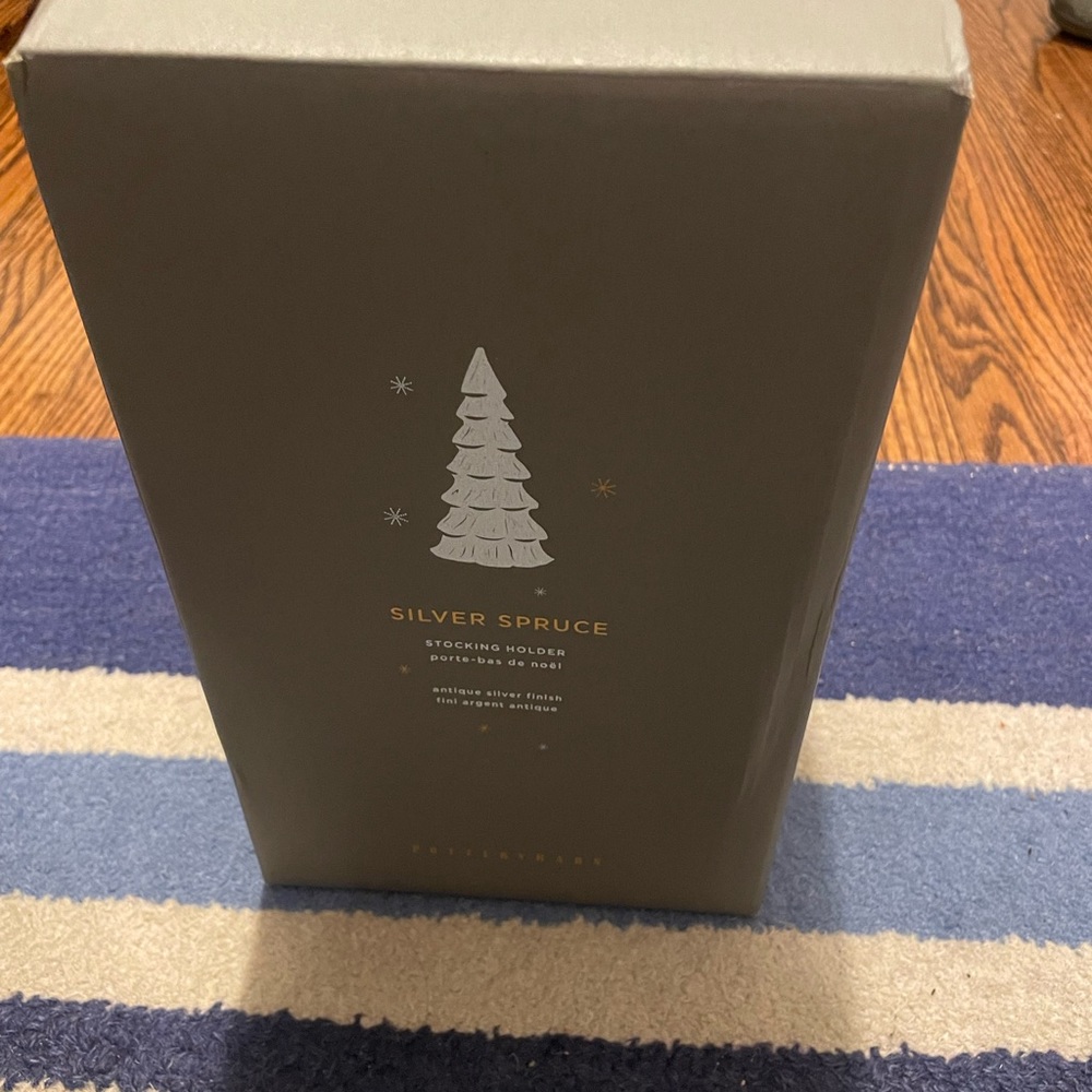 Pottery barn silver spruce tree  stocking holder